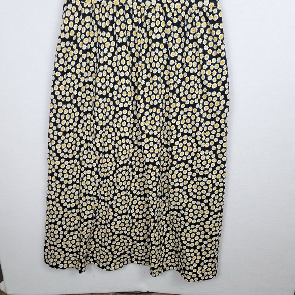 Boden Yellow Black Floral Midi Slip on Dress 100% cotton 14 Long - Picture 4 of 11